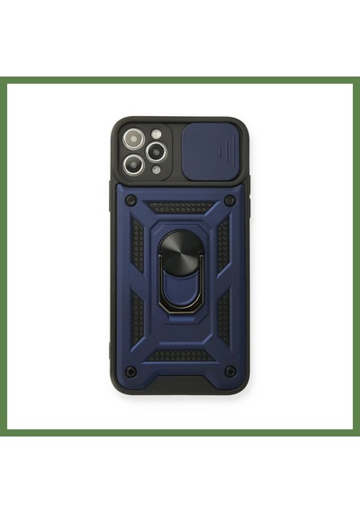 Bezos Apple iPhone 11 Pro Max Uyumlu Kılıf Pars Lens Yüzüklü Silikon - Lacivert Hb006