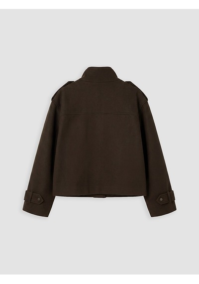 Lcw Vision Haki Dik Yaka Oversize Kadın Kaşe Ceket
