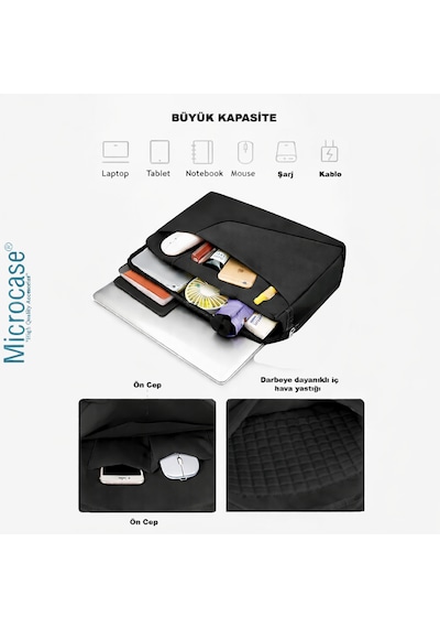 Microcase Honor Pad X8b 11 İnch İle Uyumlu Apple MacBook Laptop Çantası 2 Bölmeli + Bluetooth Klavye+mouse+tablet Standı Siyah Al5568