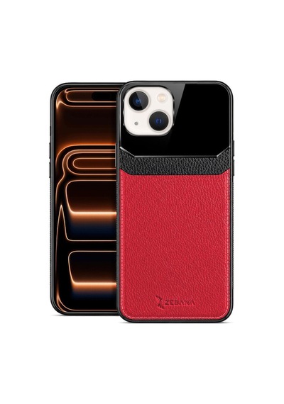 Apple İphone 13 Uyumlu Kılıf Lens Deri Kılıf Kırmızı