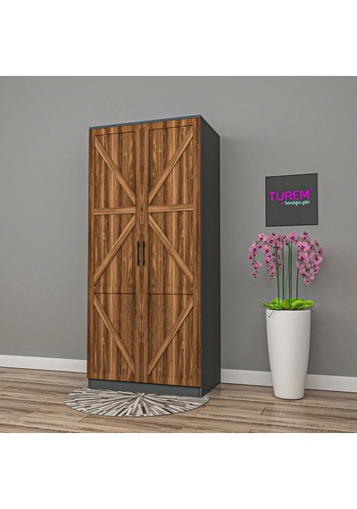 Latte 2 Kapılı Gardrop Mdf Antrasit Latte 2 Kapılı Gardrop Mdf Antrasit