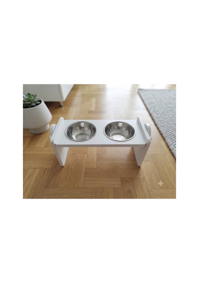 Açı Ve Yükseklik Ayarlı Ergonomik Kedi Mama Kabı- Köpek Mama Kabı Ayarlanabilir Beyaz
