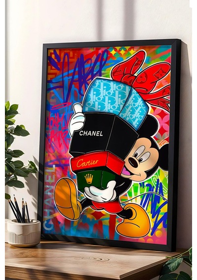 Mickey Mouse Çerçeveli Tablo - Print Money Serisi Poster Tablo