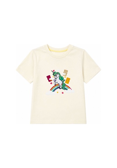 Haribo Lisanslı Unicorn Baskılı Kız Çocuk T-shirt Şort Takım Krem Haribo Lisanslı Unicorn Baskılı Kız Çocuk T-shirt Şort Takım Krem