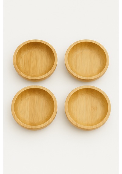 Bambu Yuvarlak 4 Adet Çerezlik Kase 9 Cm Vivatti Kahverengi