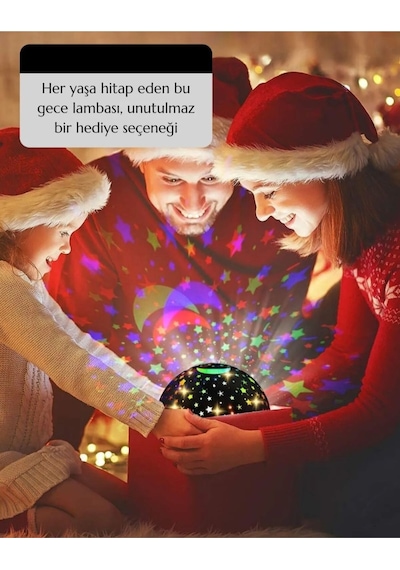 Tavana Işık Yansıtmalı Gece Lambası Dönen Yıldız Ay Projeksiyon Oda Lambası Işık Küresi-star Master Diğer