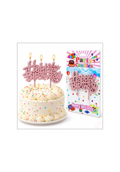 Happy Birthday Doğum Günü Pasta Mumu, 11 Cm - Pembe