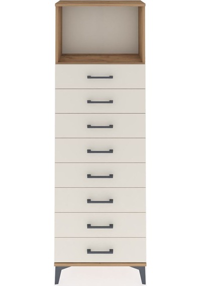 Arges Dolap Tek Raflı 8 Çekmeceli 60x30x182 Çam-aytaşı Çam