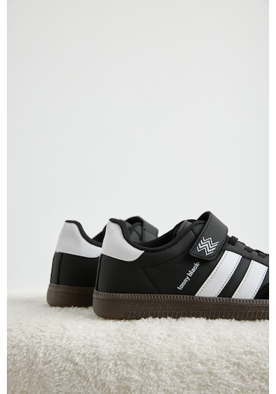 Tonny Black Termo Taban Yanı Şeritli Cırtlı Bağcıklı Sneaker Çocuk Unisex Siyah Beyaz Sneaker Tbzer040 Siyah - Beyaz