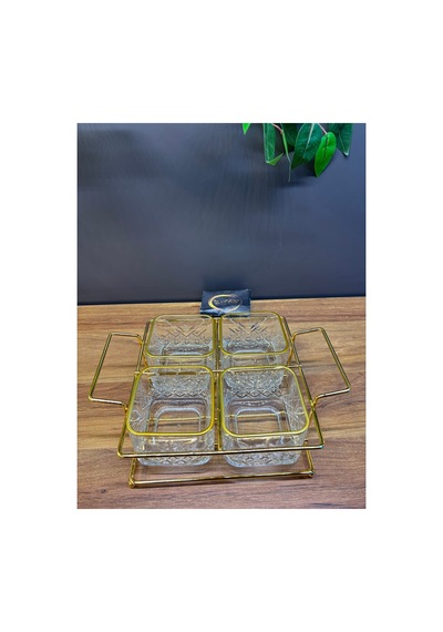 Timeless Kaseli, Bölmeli Standlı Gerçek Yaldızlı Çerezlik, Kahvaltılık, Sunumluk,dekoratif Yaldız-gold-gümüş