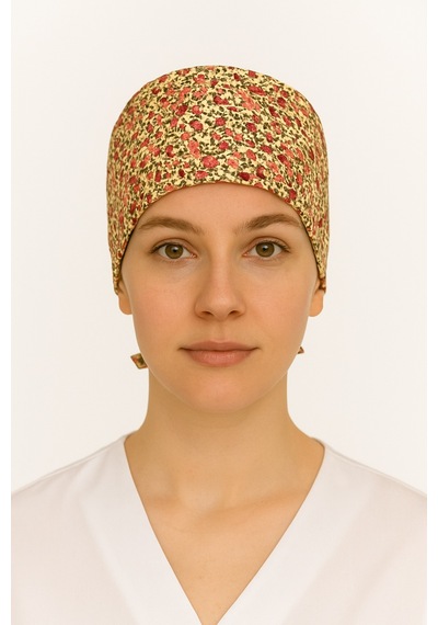 Çiçekli Doktor Hemşire Aşçı Cerrahi Hastane Bonesi Bandana M467 Çiçekli