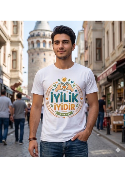 İyilik İyidir Yazılı Tshirt Tasarımı Ütü İle Yapışan Tekstil Dtf Baskı