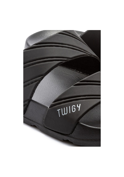 Twigy Kevin Çizgili Erkek Terlik - Siyah