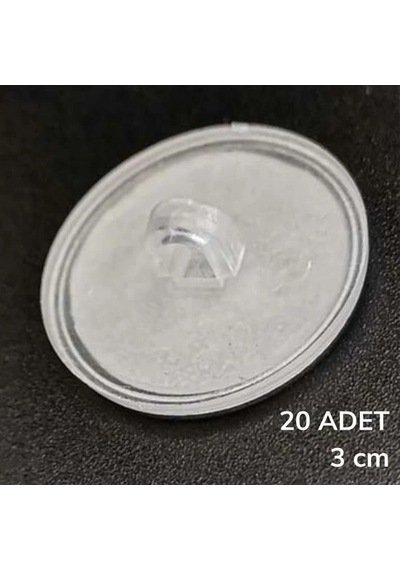 20 Adet Şeffaf Yuvarlak 3 Cm Çaplı Güçlü Disk Yapışkanlar Rekli