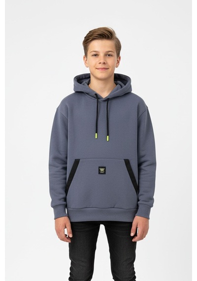 Kapüşonlu Kanguru Cepli Detaylı Şardonlu 100% Pamuk 3 İplik Erkek Çocuk Sweatshirt-90840 İndigo Kapüşonlu Kanguru Cepli Detaylı Şardonlu 100% Pamuk 3 İplik Erkek Çocuk Sweatshirt-90840 İndigo