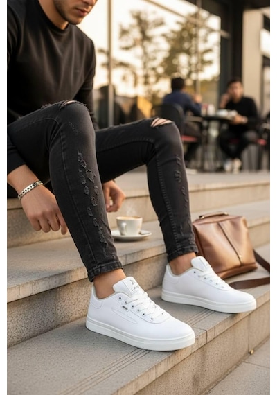 Sneakers Bağcıklı Erkek Ayakkabı Legan-021 Beyaz Sneakers Bağcıklı Erkek Ayakkabı Legan-021 Beyaz