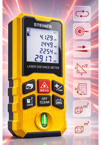 Steiner Profesyonel 50 Metre Lazer Metre Dijital Göstergeli Lazer Mesafe Ölçer Sarı
