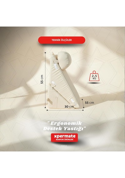 Ergonomik Destek Yastığı Baş, Sırt, Bel Ve Bacak Desteği Bej Genel