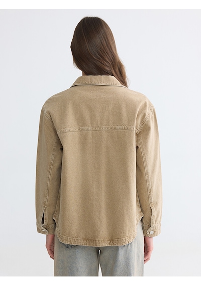 Lcwaıkıkı Classic Mavi Oversize Kadın Jean Ceket