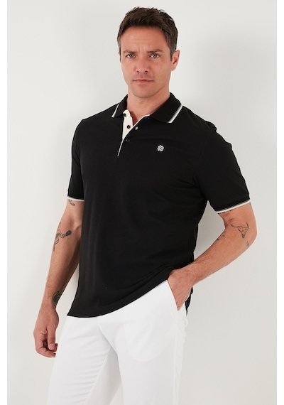 Buratti Pamuklu Slim Fit Şerit Detaylı Düğmeli Polo Yaka 3'Lü Paket Erkek T Shirt 5902118S3 Siyah-Beyaz-Lacivert-Bordo-Elma Yeşili-Beyaz