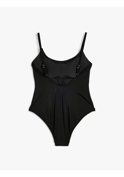 Koton Taşlı Mayo İnce Askılı Slim Fit Astarlı Pedli Siyah 4sak20037mm Siyah