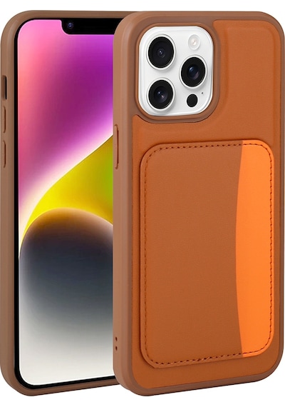 Maks Technology Apple Uyumlu iPhone 16 Pro Max Kılıf Kartlıklı Mkst X-kart Silikon Kapak - Kahverengi Kahverengi