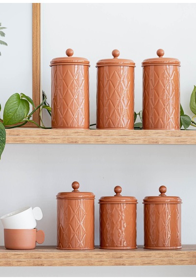 The Mia Prizma Çay Şeker Kahve Kavanozu Terracota 1,20 Lt