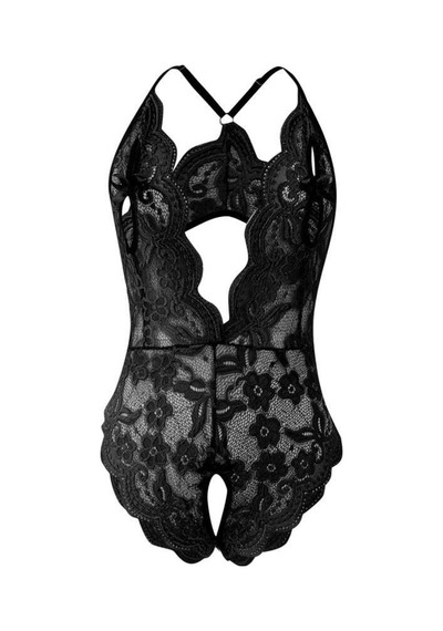 Ang Butik Kadın Siyah Dantel Derin Dekolteli Babydoll