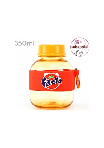 Mini Renkli Su Şişesi 350ml Figürlü Renkli Mini Suluk Matara 350ml Turuncu
