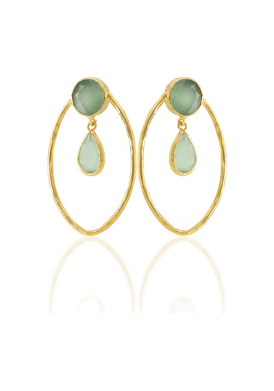 Kadir Jewellery 22 Ayar Altın Kaplama Vintage Küpe -el İşçiliği Ve Hipoalerjenik Küpe Açık Yeşil 38630879
