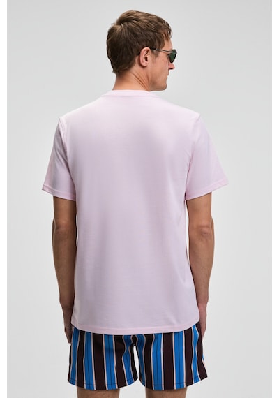 Grimelange SONORA Erkek Baskı Detaylı %100 Organik Pamuk Regular Fit Kısa Kollu Pembe T-Shirt