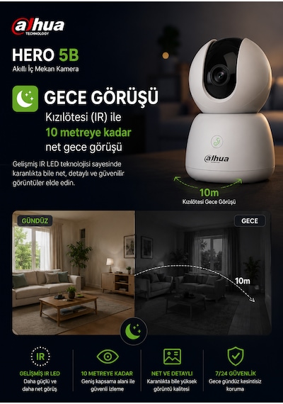 Hero 5b Akıllı Kamera - 5mp Akıllı Wifi Kamera 360' Kablosuz Ev Kamerası Dahua Türkiye li