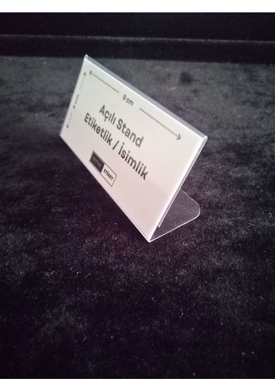 10 Ad Şeffaf Pvc Etiketlik İsimlik 8x4 Cm Kartvizitlik Ayaklı