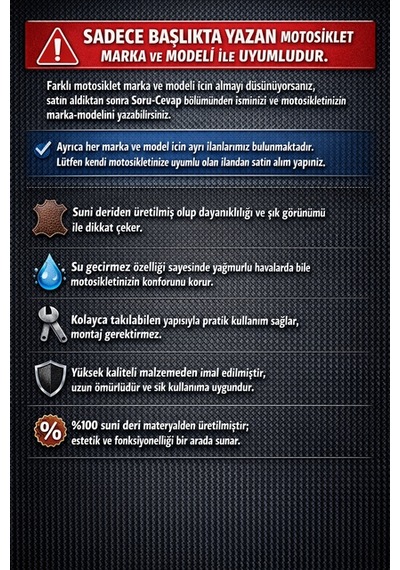 Apec Ps3 1 Motosiklet Sele Kılıfı Su Geçirmez Sele Koruma
