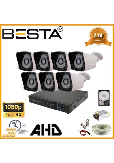 2mp 1080p 7 Dış Mekan Kameralı Ahd Güvenlik Seti 07578235