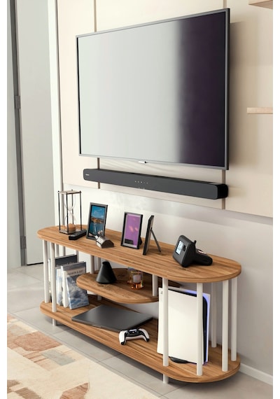 Modern Tv Ünitesi Ahşap Raflı 2 Katlı Televizyon Sehpası Minimalist,dayanıklı, Tv Standı Beyaz Demir Atlantik Çam Modern Tv Ünitesi Ahşap Raflı 2 Katlı Televizyon Sehpası Minimalist,dayanıklı, Tv Standı Beyaz Demir Atlantik Çam