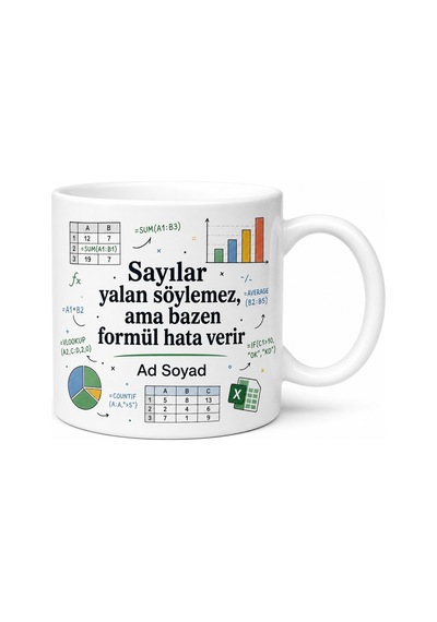 Excel Tablolarında Kaybolanlara Özel Beyin Yakan Hesaplar Kupası Hediye Bardak Beyaz / Çok Renkli