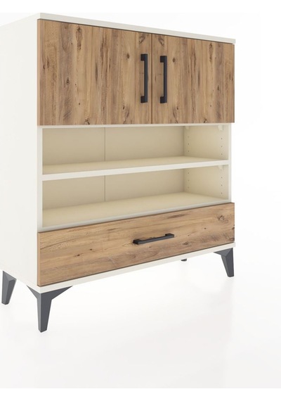 Arges Şifonyer 4 Raflı Tek Çekmeceli 2 Kapaklı 88x30x96 Aytaşı-çam Aytası