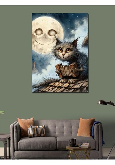 Kanvas Tablo Kitap Okuyan Kedi 100cmx140cm
