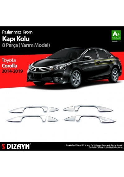 S-Dizayn Toyota Corolla Uyumlu Krom Kapı Kolu Yarım Model 4 Prç.  2013-20