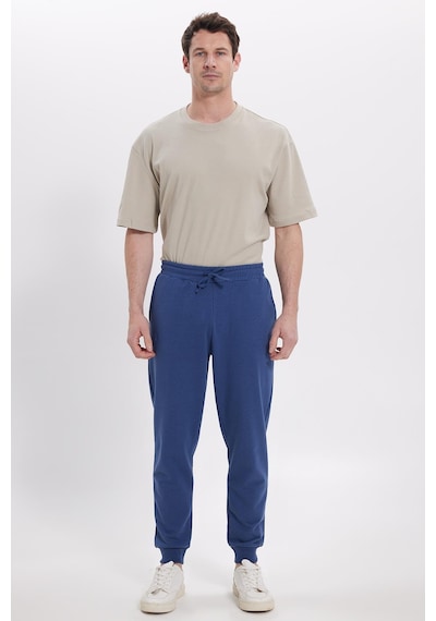 Tudors Erkek Regular Fit Klasik Kesim Beli Bağcıklı Jogger Cepli Lastikli Paça İndigo Eşofman Altı-41765 İndigo