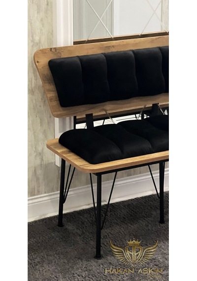By Hakan Aşkın Metal Ayaklı Metal Alt Kasalı New Atlantik Wood 2025 Sırtlı Bench Bank Atlantik Siyah Baby Face