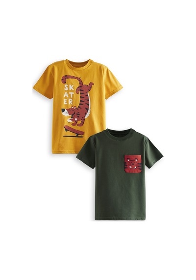 Denokids Skater Erkek Çocuk 2'li T-shirt Takım Renkli Çok Renkli