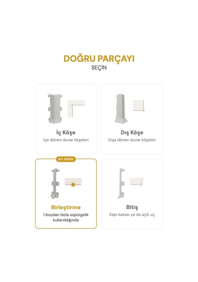 Vilo Süpürgelik Birleştirme Aparatı 2 Adet Linela 414 Gri Uyumlu
