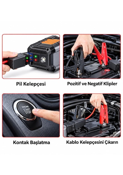 Mc6613-akü Takviye Cihazı Hava Pompası Reflektör Uyarı Işığı Camp Feneri Bisiklet Motorsiklet Araba Top Şişirmek İçin Başlık Tutma Saplı Şarj Edilebilir Powerbank Taşıma Çantalı