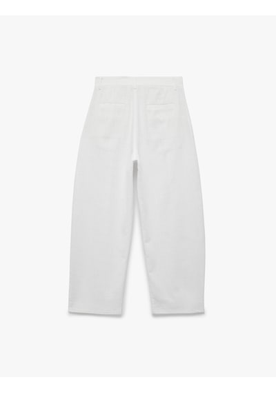 Koton Rahat Kalıp Cepli Gabardin Pileli Pantolon Beyaz 6sam40119nw