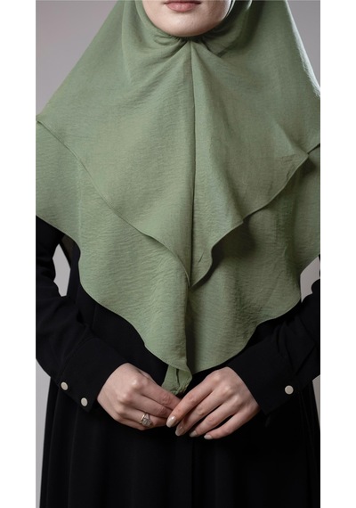 Hürrem Bone Fıstık Yeşili Pratik Hazır Geçmeli Tesettür Eşarp Pamuk Caz Kumaş Çift Katlı Düz Hijab 2303 36