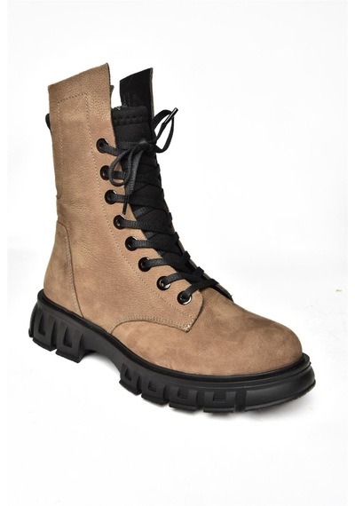 Fox Shoes N555101501 Vizon Hakiki Deri Nubuk Kadın Postal Bot Vizon
