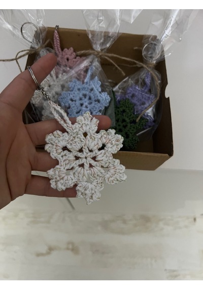 Amigurumi Kar Tanesi Örgü Anahtarlık 10'lu Paket
