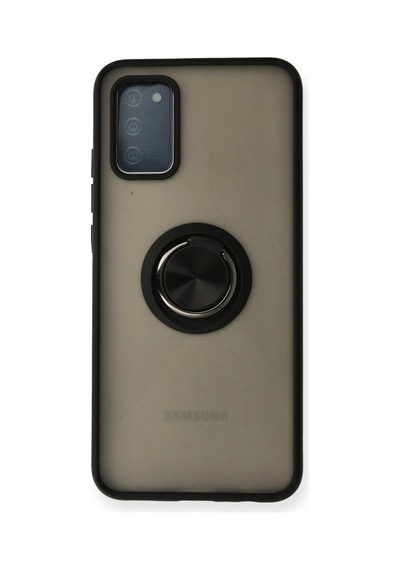 Samsung Galaxy Uyumlu A02s Kılıf Montreal Yüzüklü Silikon Kapak - Siyah İtdark29601